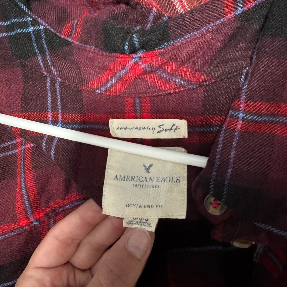 American Eagle Burgundy Plaid Shirt